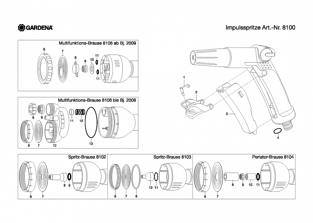 SHOWER/SPRAY GUN, 8102, until 2015  Автоматика Gardena