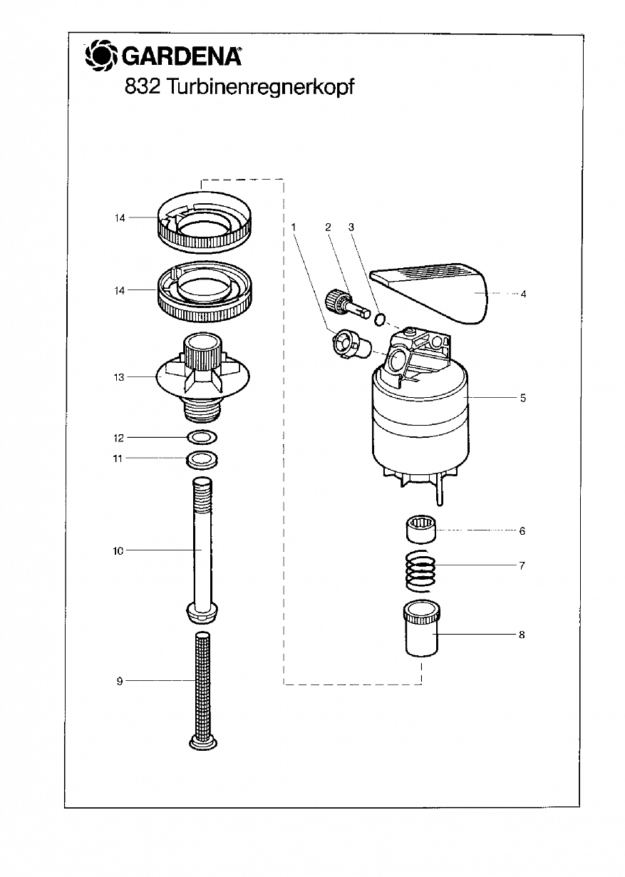  TURBO-DRIVE SPRINKLER HEAD, 832, until 2008 Автоматика Gardena