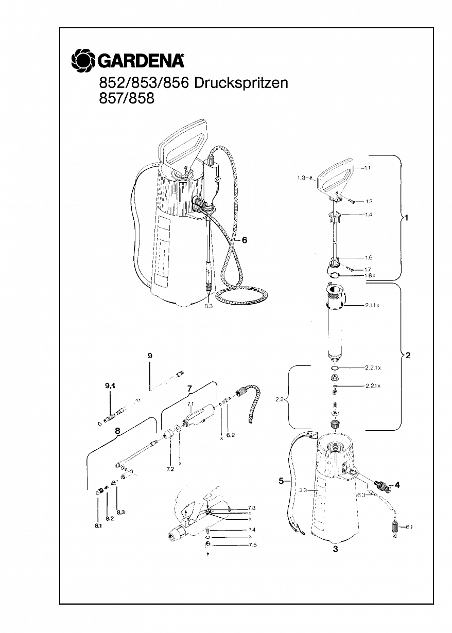 PRESSURE SPRAYER 8 L, 856, until 1988 Автоматика Gardena