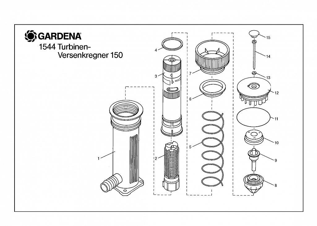 TURBO-DRIVEN POP-UP SPRINKLER, 1544, until 2001  Автоматика Gardena