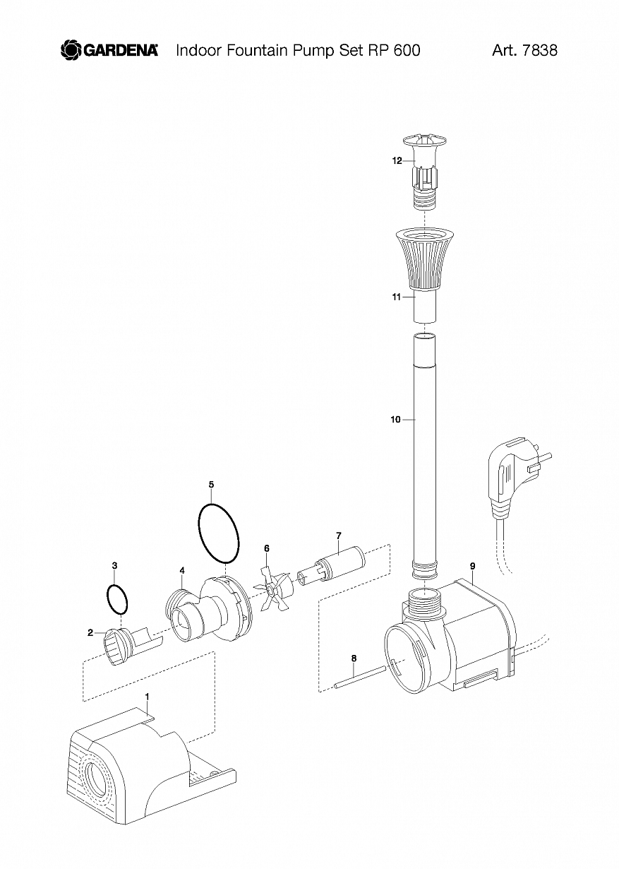 Автоматика Gardena  INDOOR FOUNTAIN PUMP SET RP 600, Art. 7838-20, until 2012 