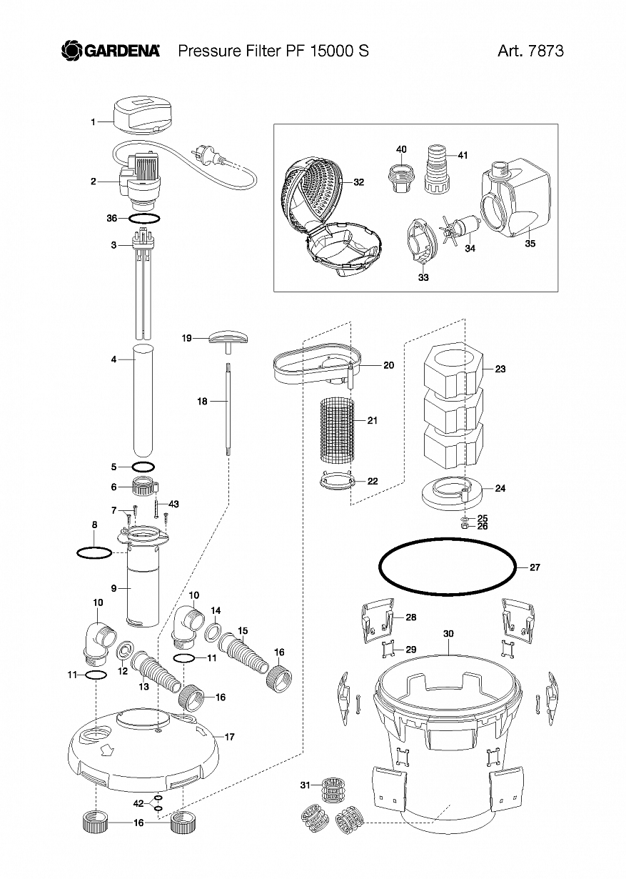 Автоматика Gardena  PRESSURE FILTER PF 15000S, Art. 7873-20, until 2012 