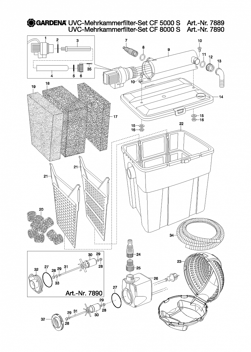 Автоматика Gardena  UV MULTI-CHAMBER FILTER SET CF 5000 S, 7889, until 2012 