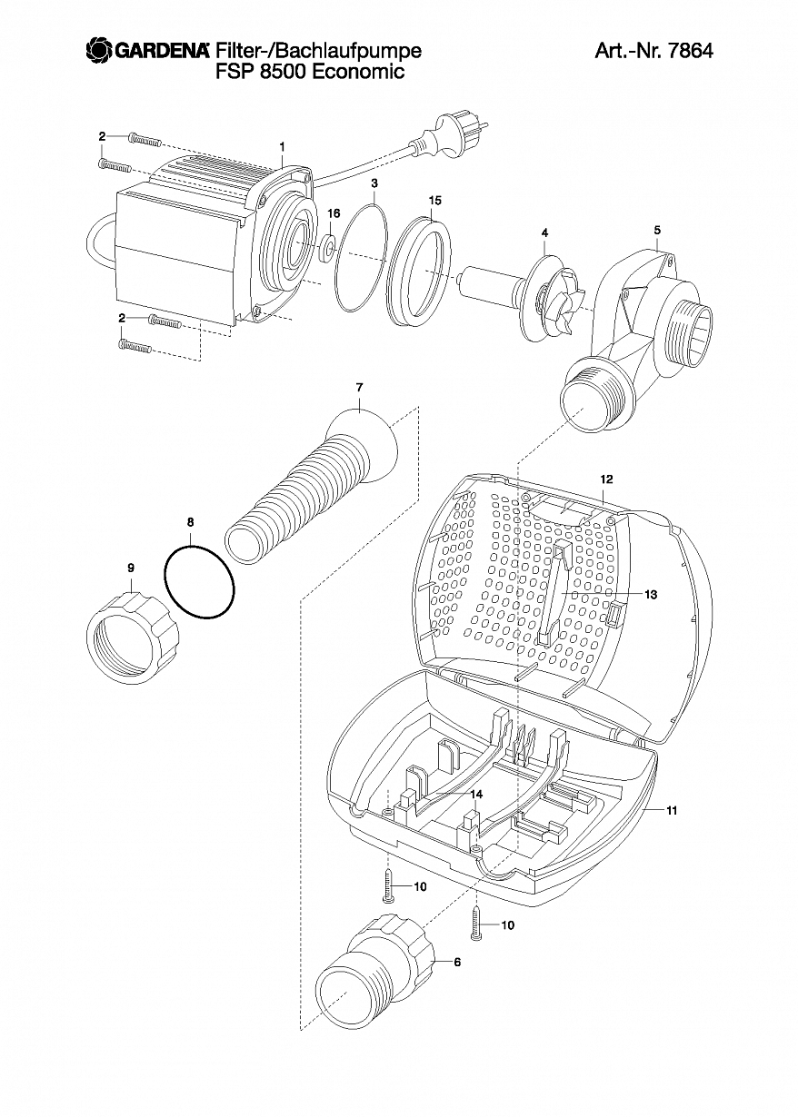 Автоматика Gardena FILTER STREAM PUMP FSP 8500 ECONOMIC, Art. 7864-20, until 2012 