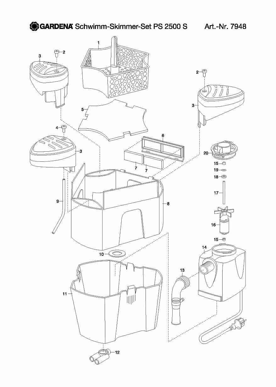 Автоматика Gardena FLOATING SKIMMER SET PS 2500 S, 7948, 