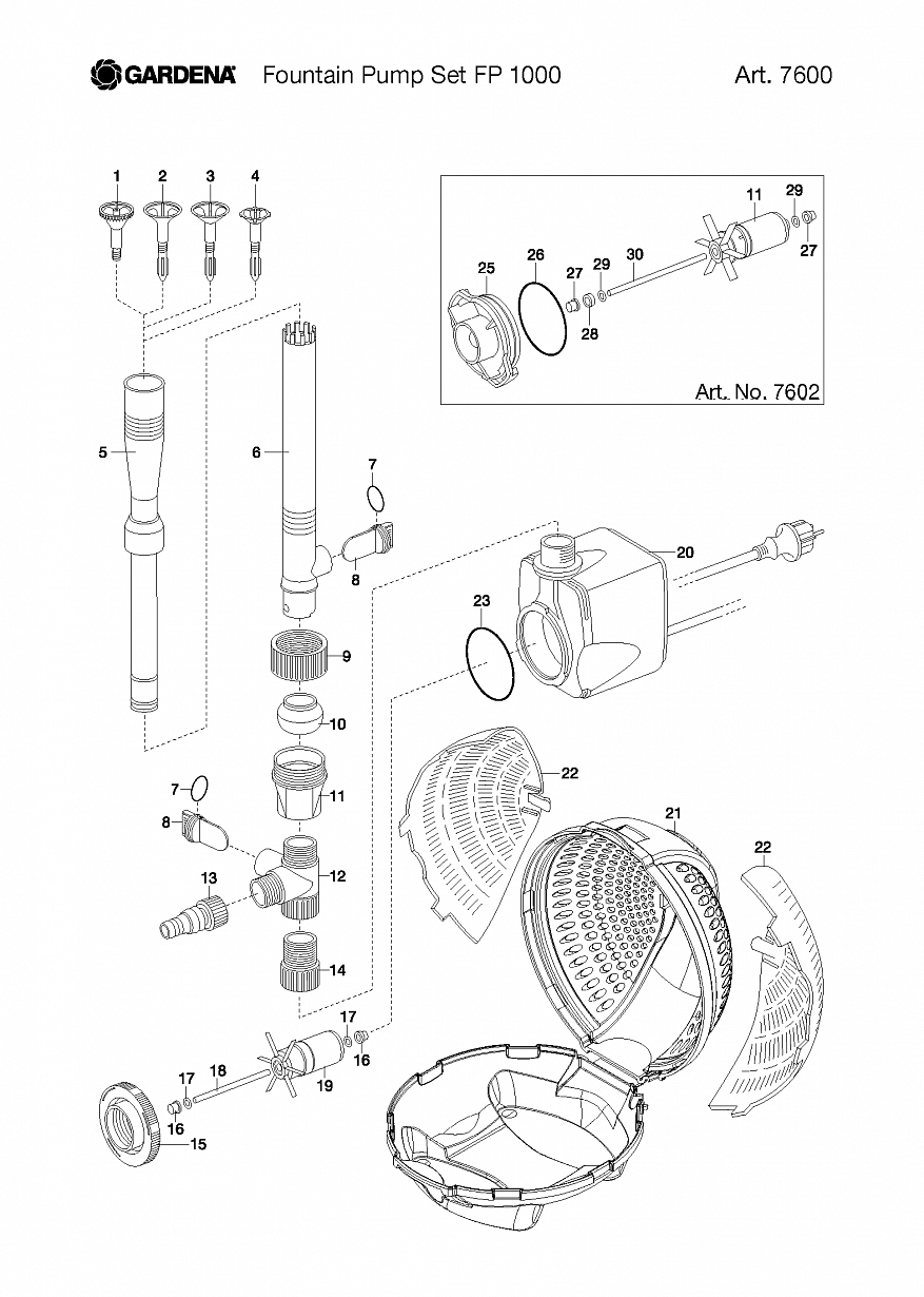 Автоматика Gardena FOUNTAIN PUMP SET FP 1000, Art. 7600-20, until 2012