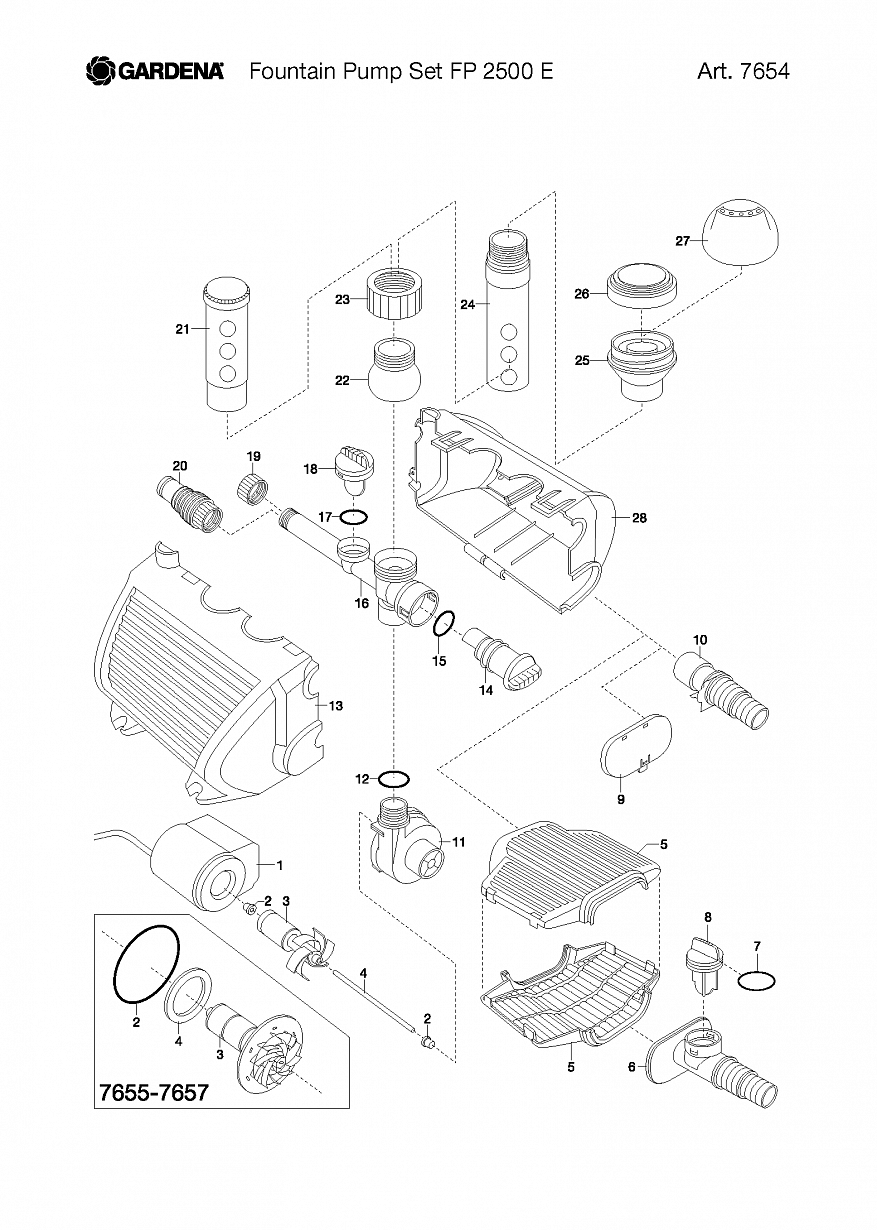 Автоматика Gardena FOUNTAIN PUMP SET FP 2500 E, Art. 7654-20, until 2012