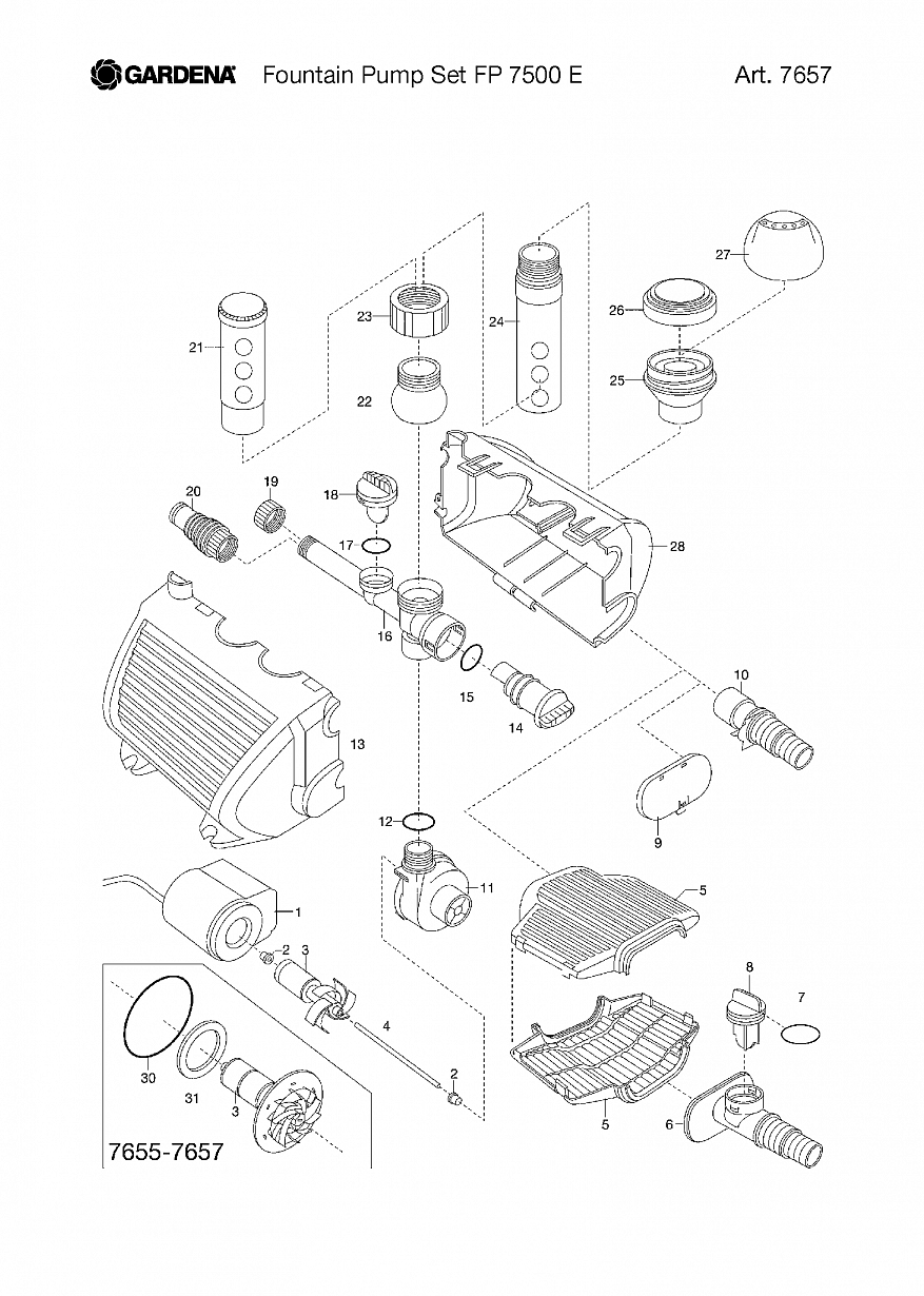 Автоматика Gardena FOUNTAIN PUMP SET FP 7500 E, Art. 7657-20, until 2010 