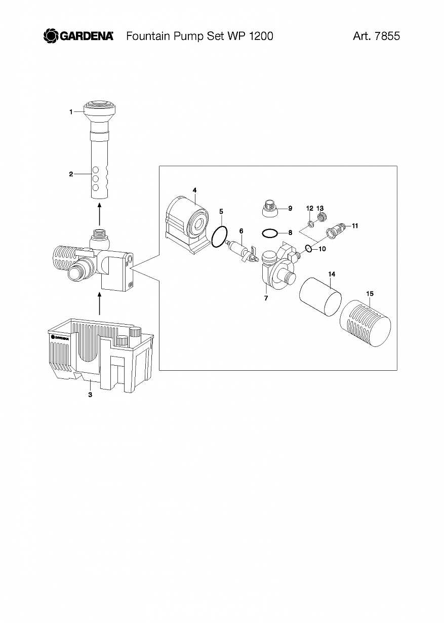 Автоматика Gardena  FOUNTAIN PUMP SET WP 1200, Art. 7855-20, until 2004 