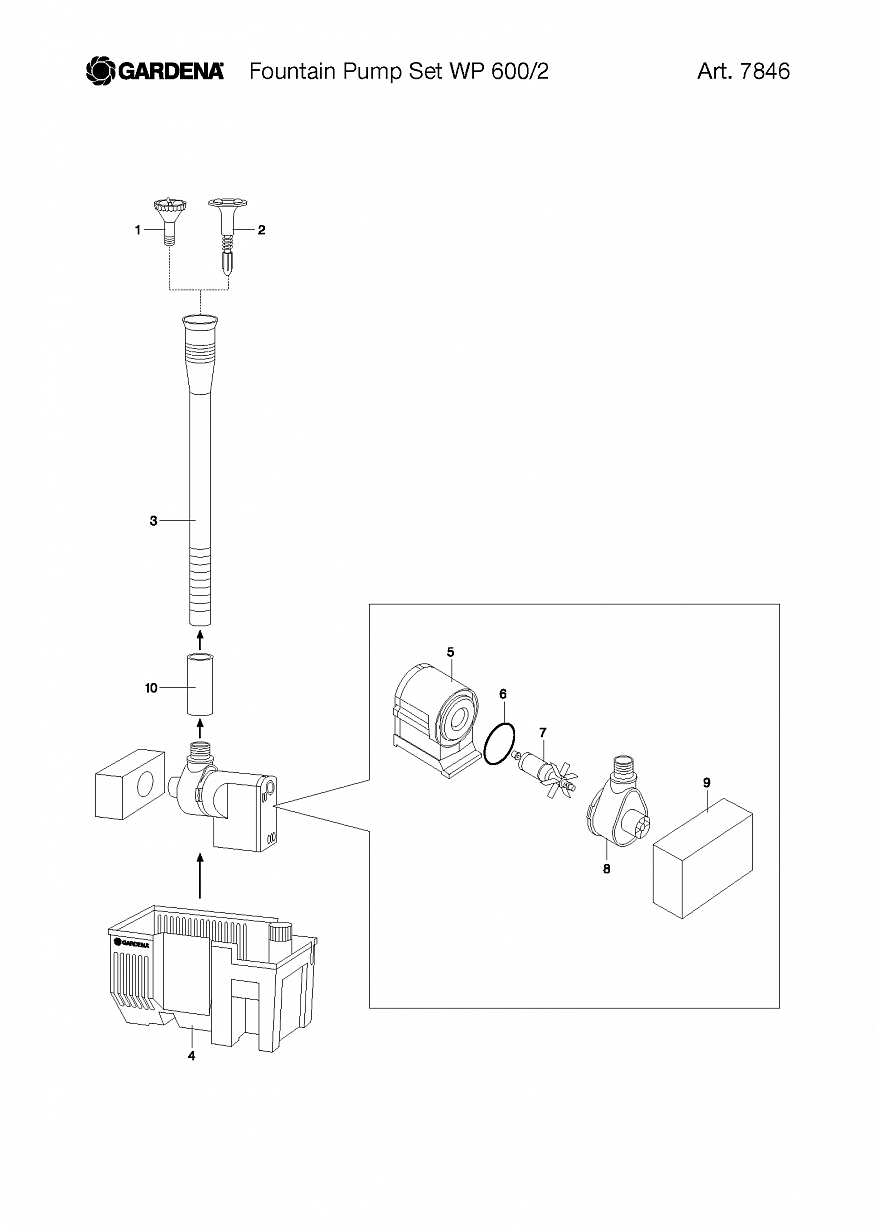 Автоматика Gardena  FOUNTAIN PUMP SET WP 600/2, Art. 7846-20, until 2003 