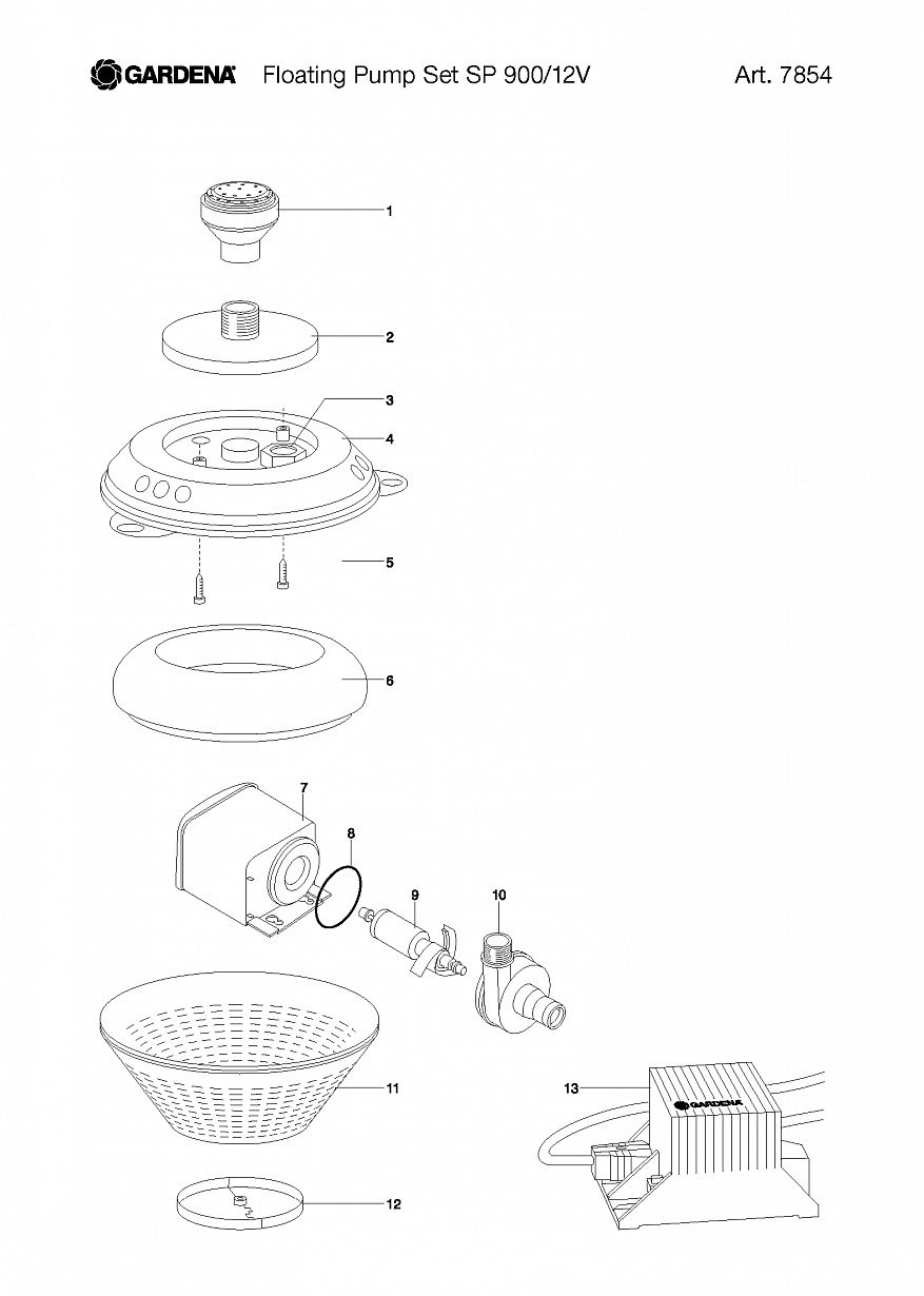 Автоматика Gardena FLOATING PUMP SET SP 900 12V, Art. 7854-20, until 2003