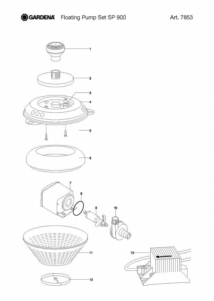 Автоматика Gardena FLOATING PUMP SET SP 900, Art. 7853-20, until 2007