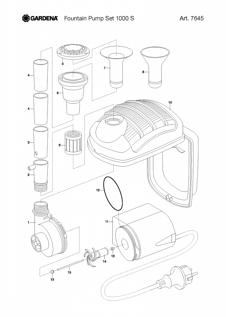 Автоматика Gardena FOUNTAIN PUMP SET 1000 S, Art. 7645-20, until 2007 