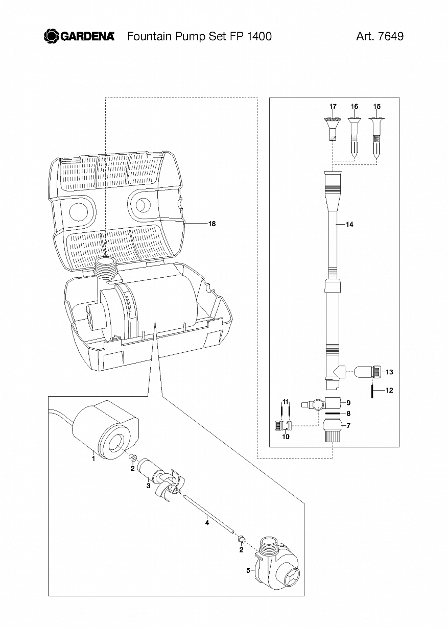 Автоматика Gardena FOUNTAIN PUMP SET FP 1400, Art. 7649-20, until 2007