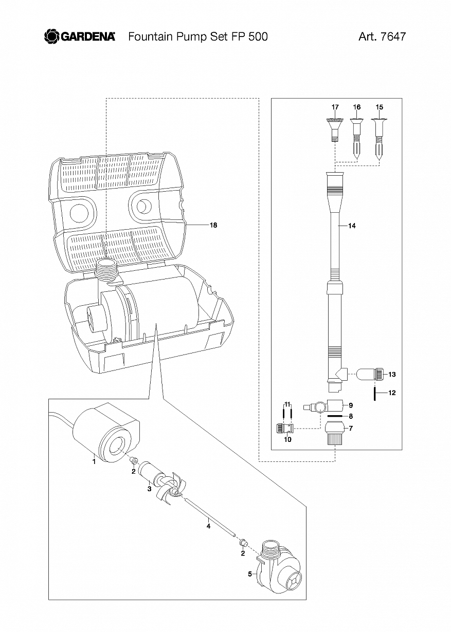 Автоматика Gardena FOUNTAIN PUMP SET FP 500, Art. 7647-20, until 2007