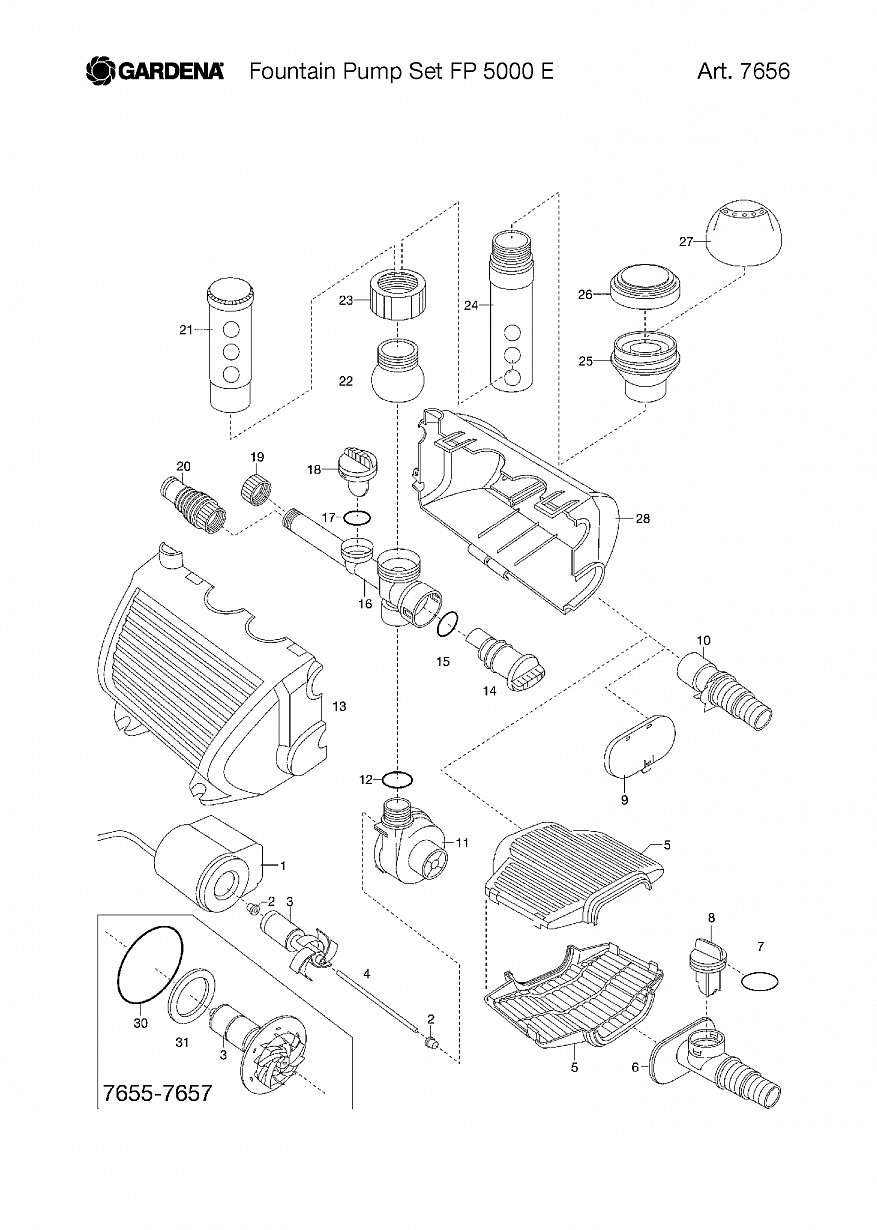 Автоматика Gardena FOUNTAIN PUMP SET FP 5000 E, Art. 7656-20, until 2006 