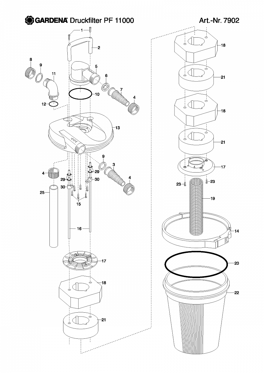 Автоматика Gardena PRESSURE FILTER PF 11000, Art. 7902-20, until 2006