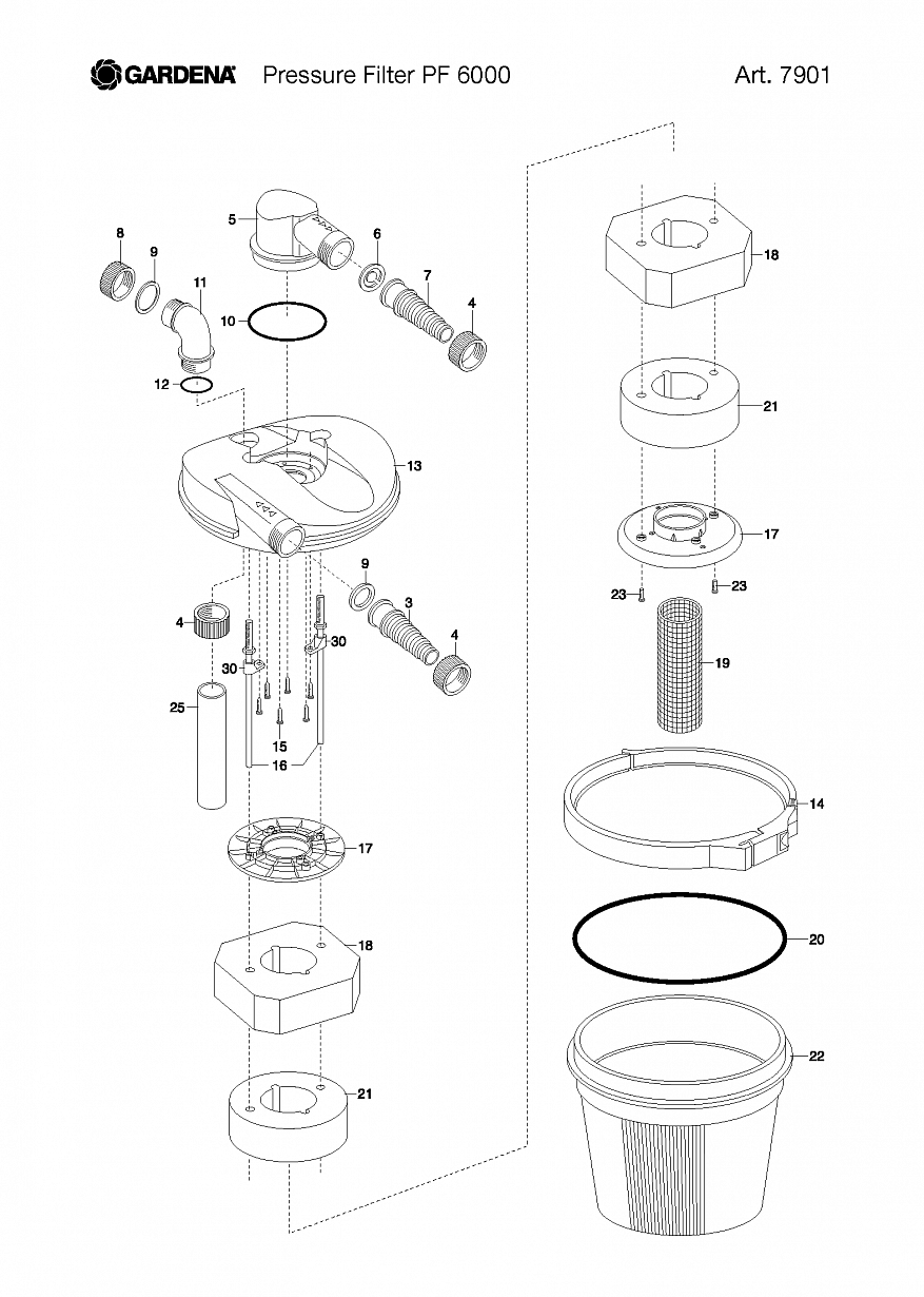 Автоматика Gardena PRESSURE FILTER PF 6000, Art. 7901-20, until 2012 