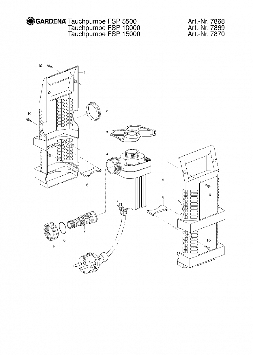 Автоматика Gardena SUBMERSIBLE PUMP FSP 15000, 7870, until 2003 