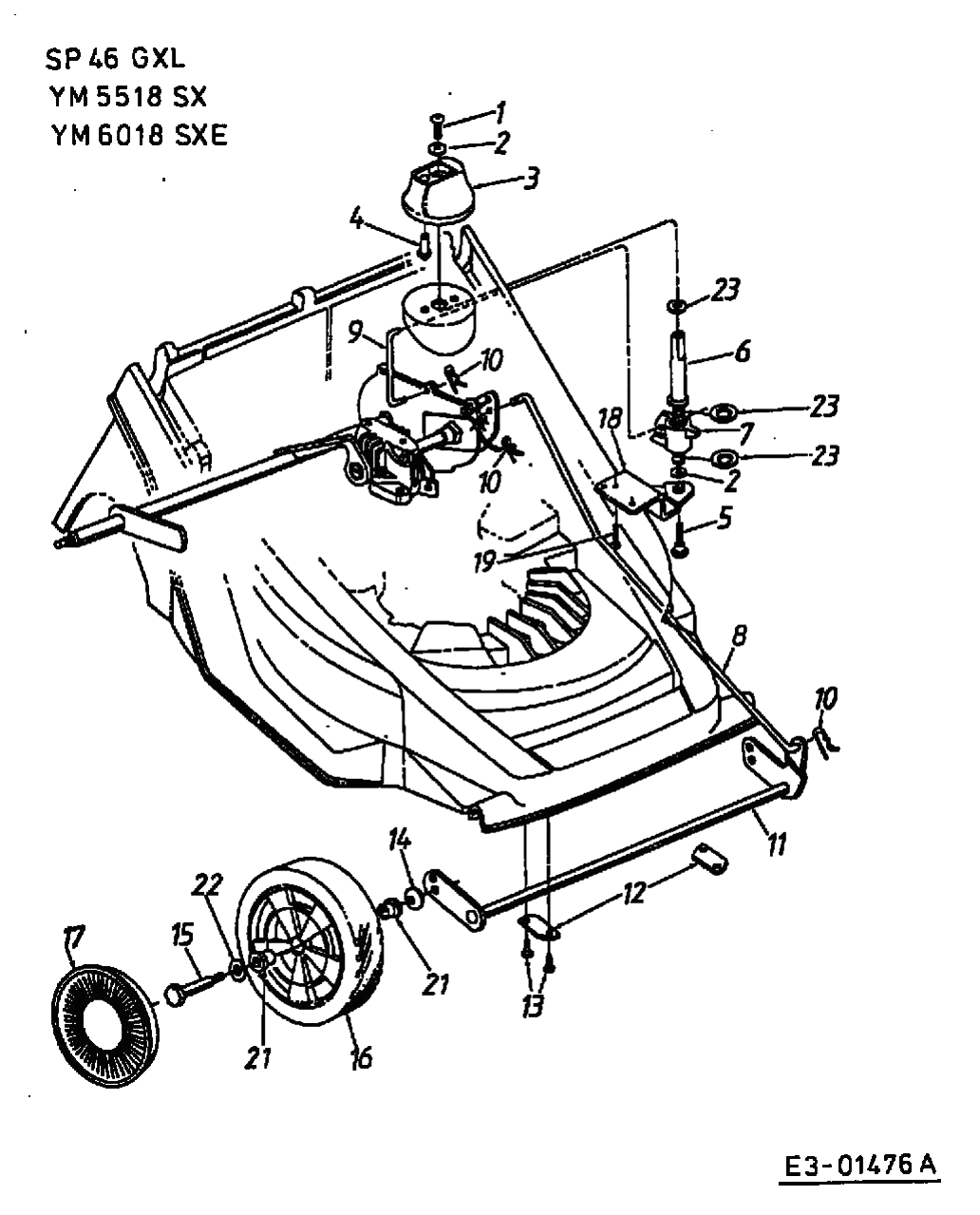 MTD Артикул 12A-X78C678 (год выпуска 2001). Передние колеса, регулятор высоты реза