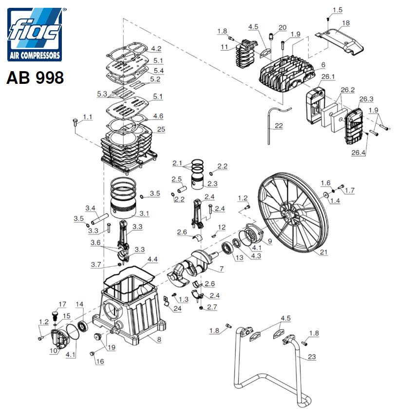 ЗАПЧАСТИ ДЛЯ КОМПРЕССОРА ПОРШНЕВОГО FIAC СБ4/С-100.AB515 (ДО 01.2013 ГОДА) (КАТАЛОГ ОБЩЕГО ВИДА)