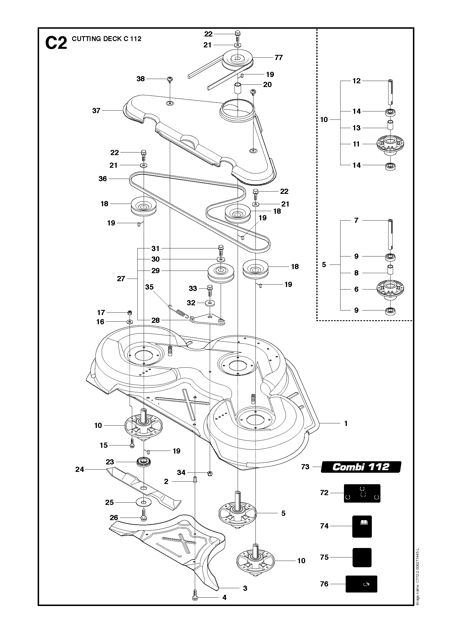 112 см режущая дека (Деталировка 1)