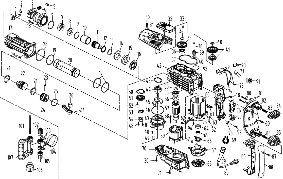 Запчасти для отбойного молотка Patriot DB 550