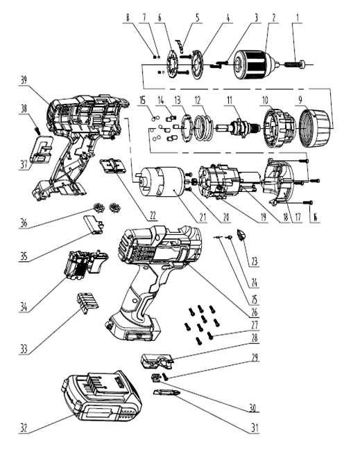 Запчасти для шуруповерта Patriot BR 181 h