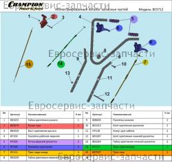 Трос переднего хода BC5511, BC5512 (L-1350мм), CHAMPION(IGP) HY117
